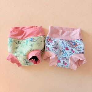 Set of 2 Happy Nappy Splash About 2-3 Years Reusable Swim Diapers - Pink & Green